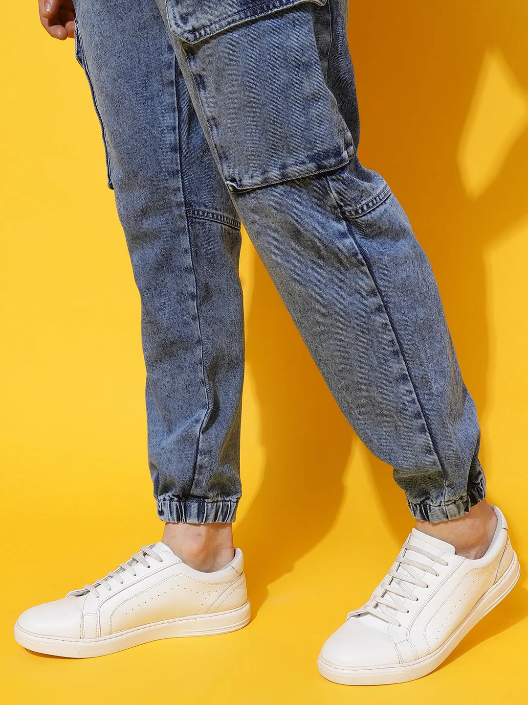 Blue Slim Fit Denim Joggers