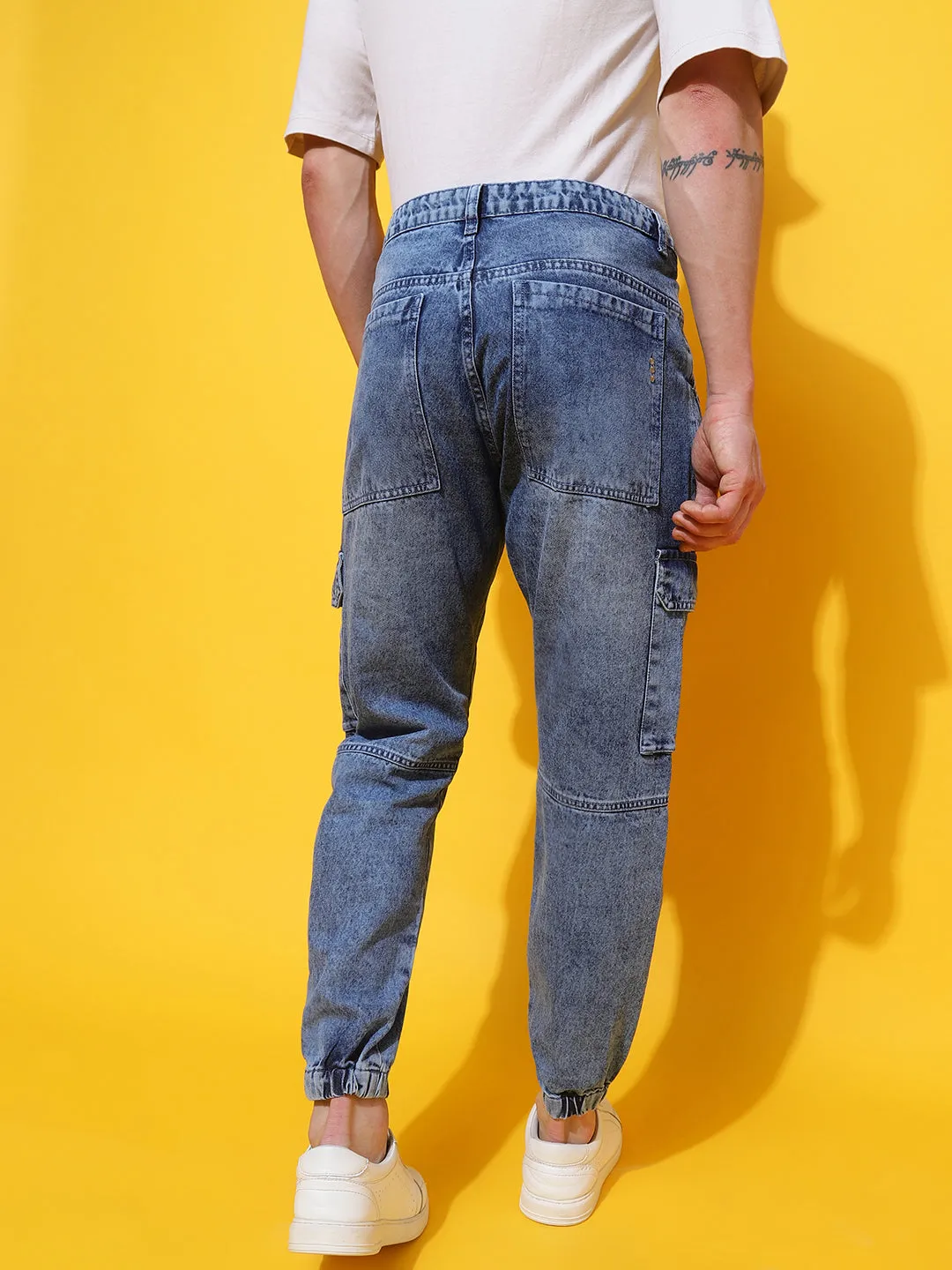 Blue Slim Fit Denim Joggers