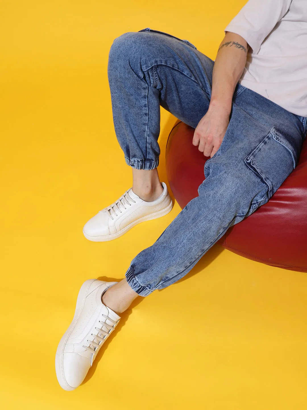 Blue Slim Fit Denim Joggers