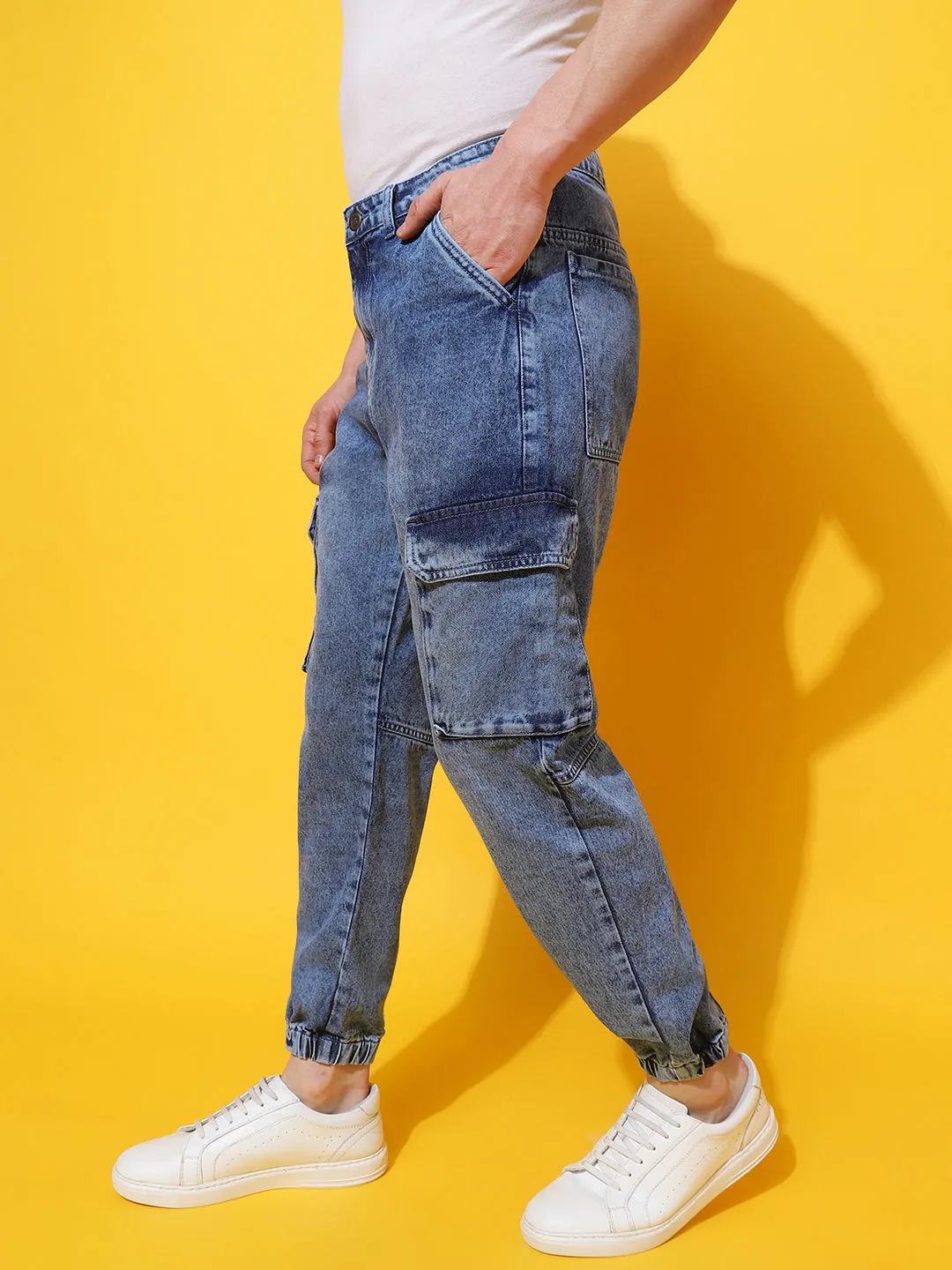 Blue Slim Fit Denim Joggers