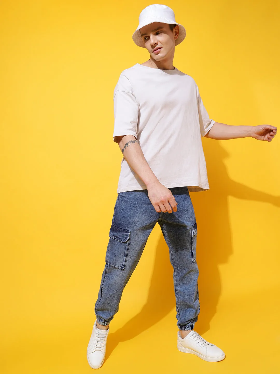 Blue Slim Fit Denim Joggers