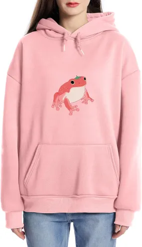Bobeutou Cute Mushroom Graphic Kawaii Sweatshirt for Teen Girls Oversized Aesthetic Warm Hoodie Tops with Pocket Pullover