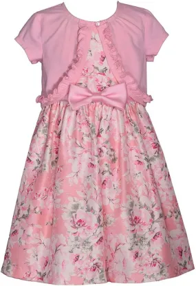 Bonnie Jean Girl's Easter Dress - Floral Dress with Short Sleeve Cardigan for Baby, Toddler, Little and Big Girls
