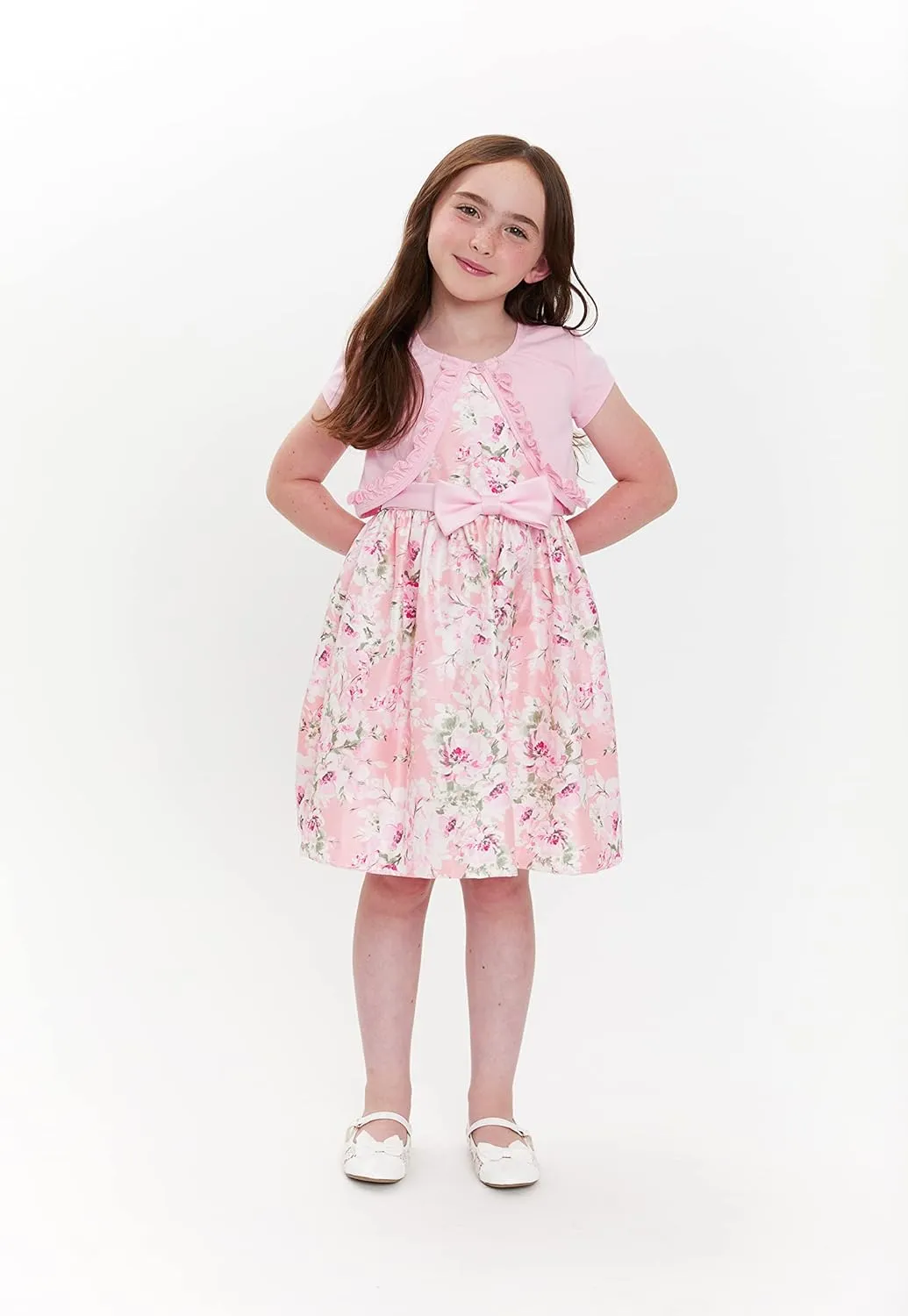 Bonnie Jean Girl's Easter Dress - Floral Dress with Short Sleeve Cardigan for Baby, Toddler, Little and Big Girls