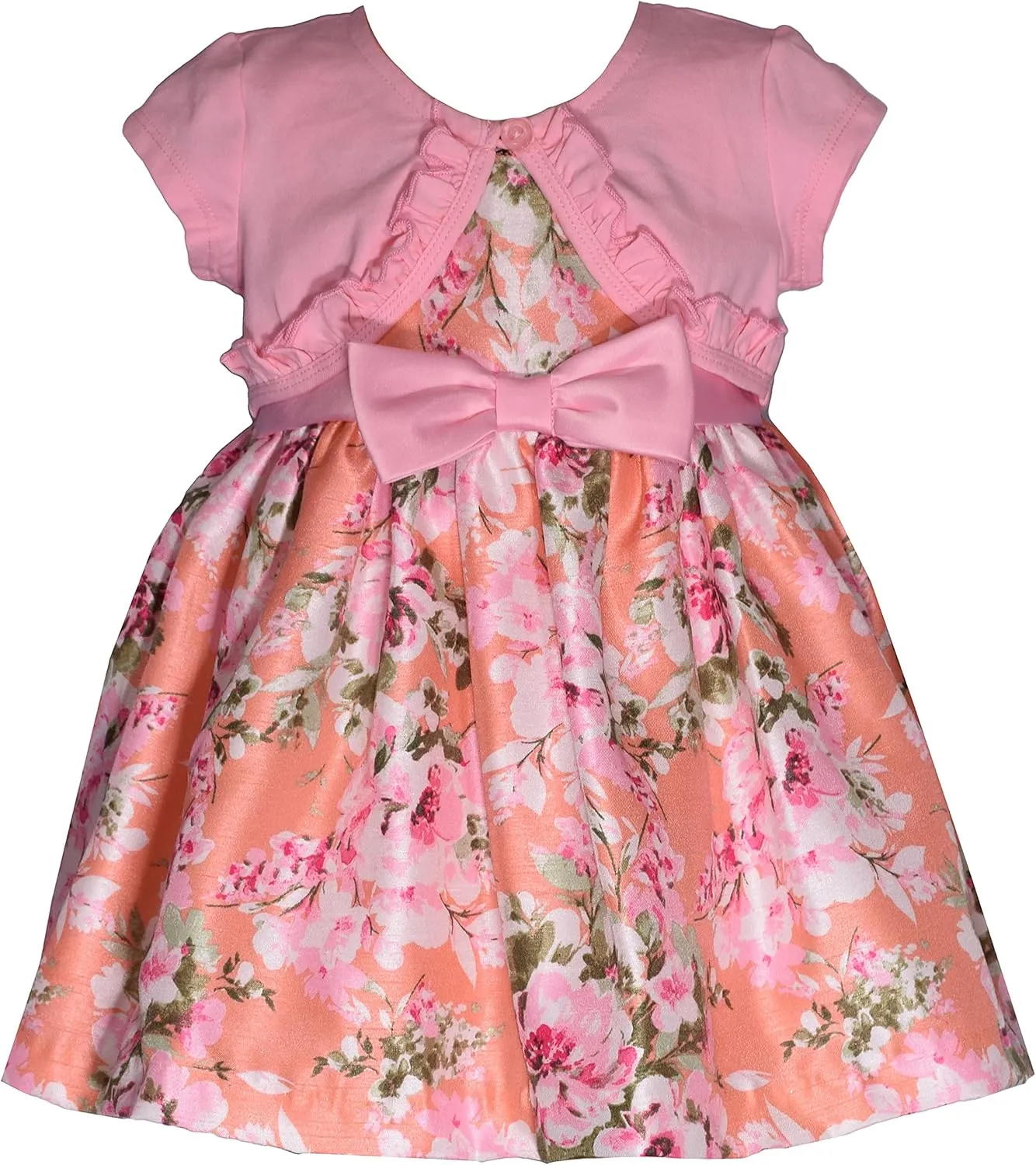 Bonnie Jean Girl's Easter Dress - Floral Dress with Short Sleeve Cardigan for Baby, Toddler, Little and Big Girls