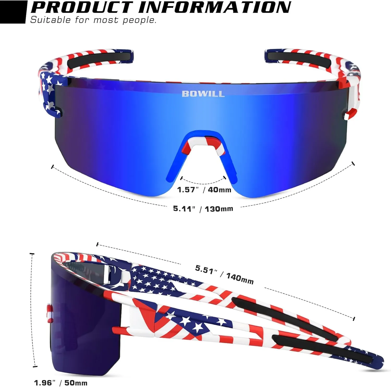 BOWILL Youth Polarized Sunglasses, UV 400 Protection Sports Kids Sun Glasses for Teens Boy's Girl's Cycling Baseball Softball