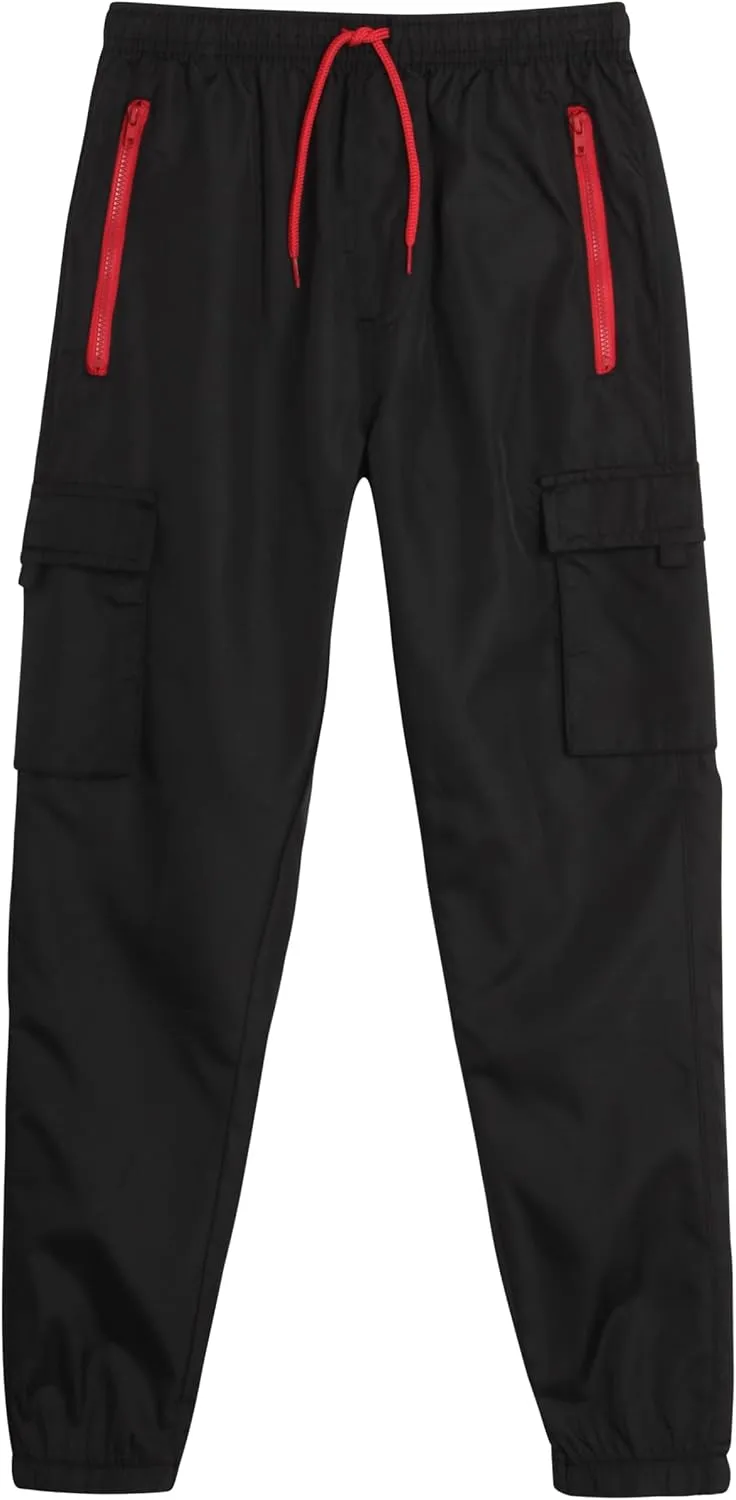 Boys Tech Pants - Quick Dry Performance Stretch Woven Joggers - Hybrid Cargo Jogger Pants for Boys (Sizes: 8-18)
