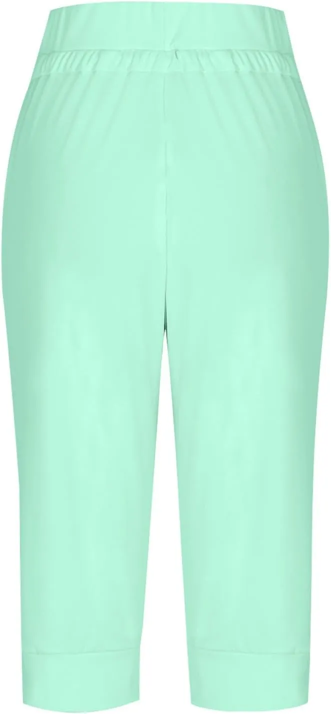 Capri Pants for Women High Waisted Drawstring Trousers Stretch Lightweight Hiking Pant Capri Joggers with Pockets