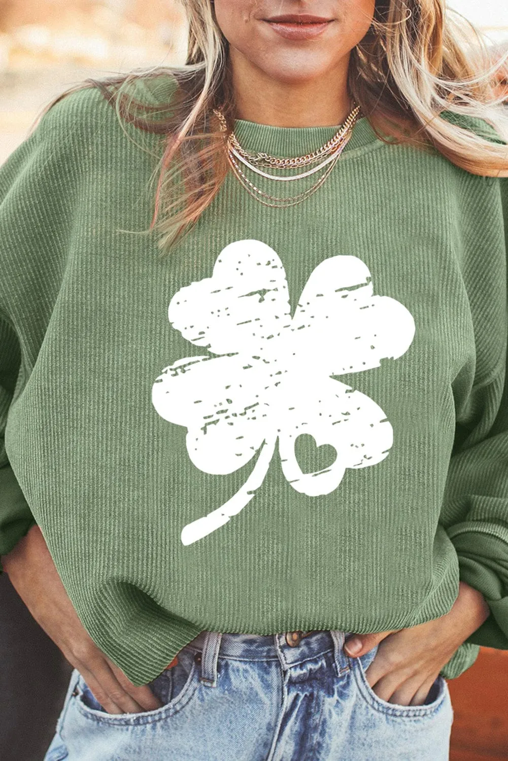Casual Clover Graphic Sweater