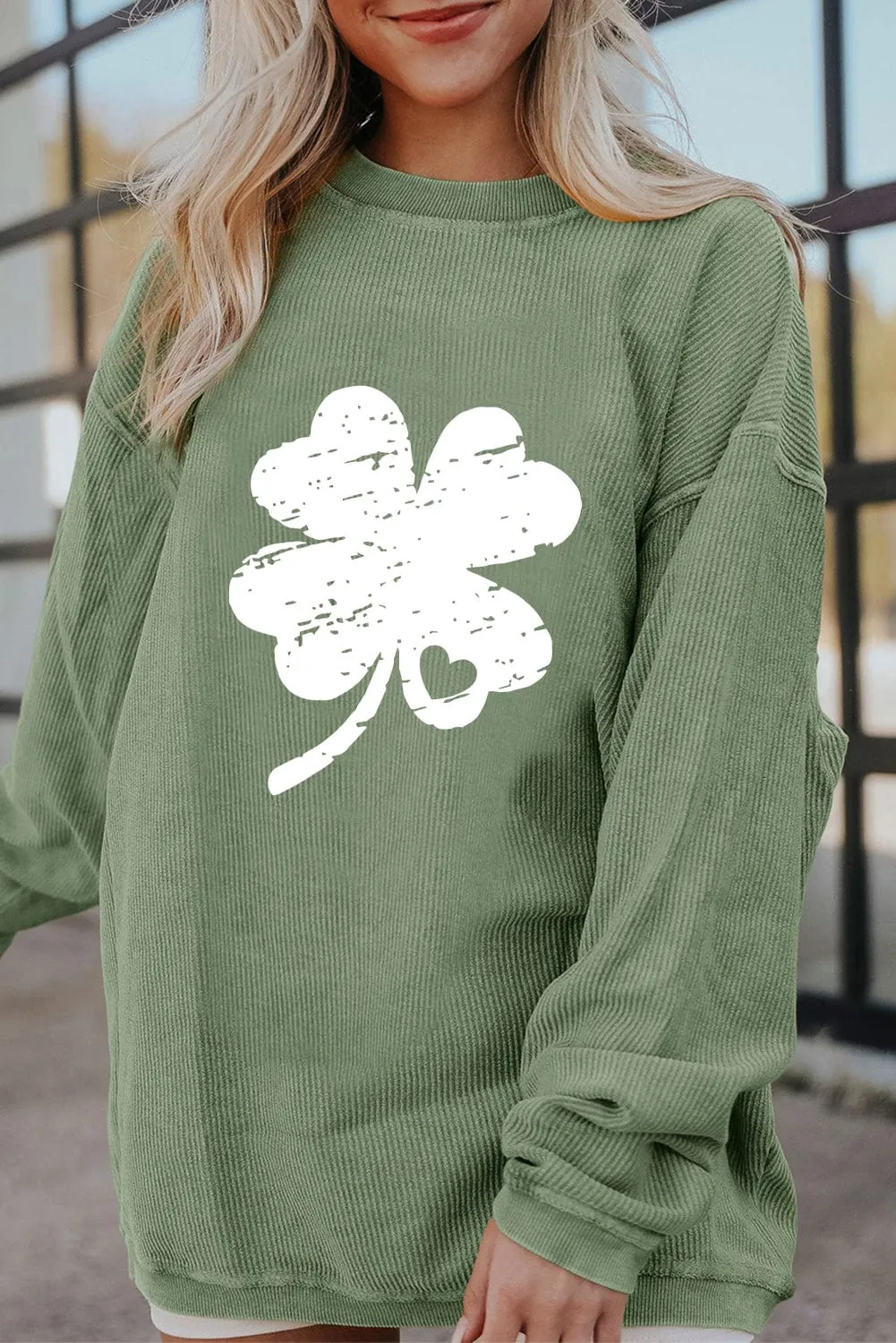 Casual Clover Graphic Sweater