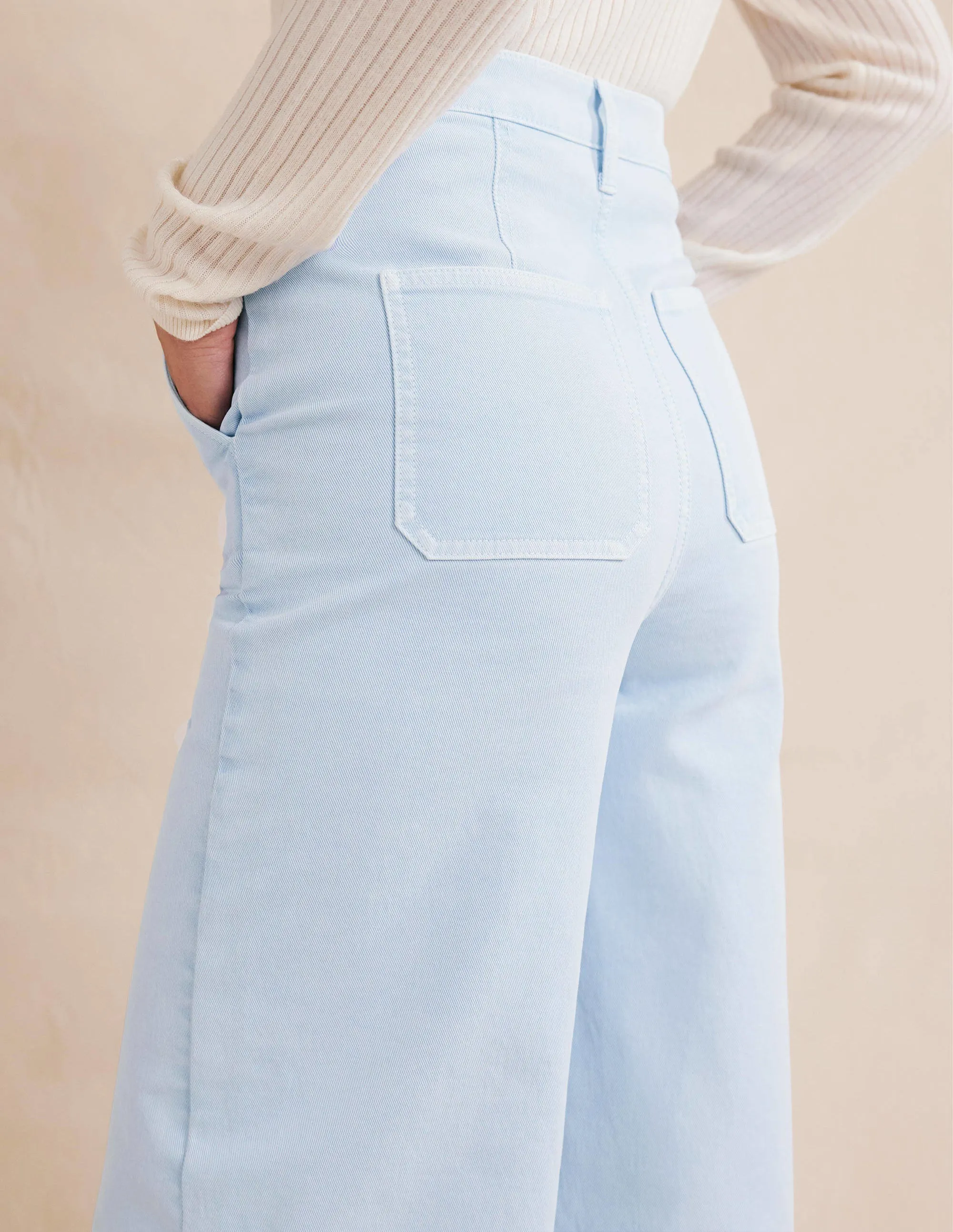 Casual Wide Leg Trousers-Xenon Blue