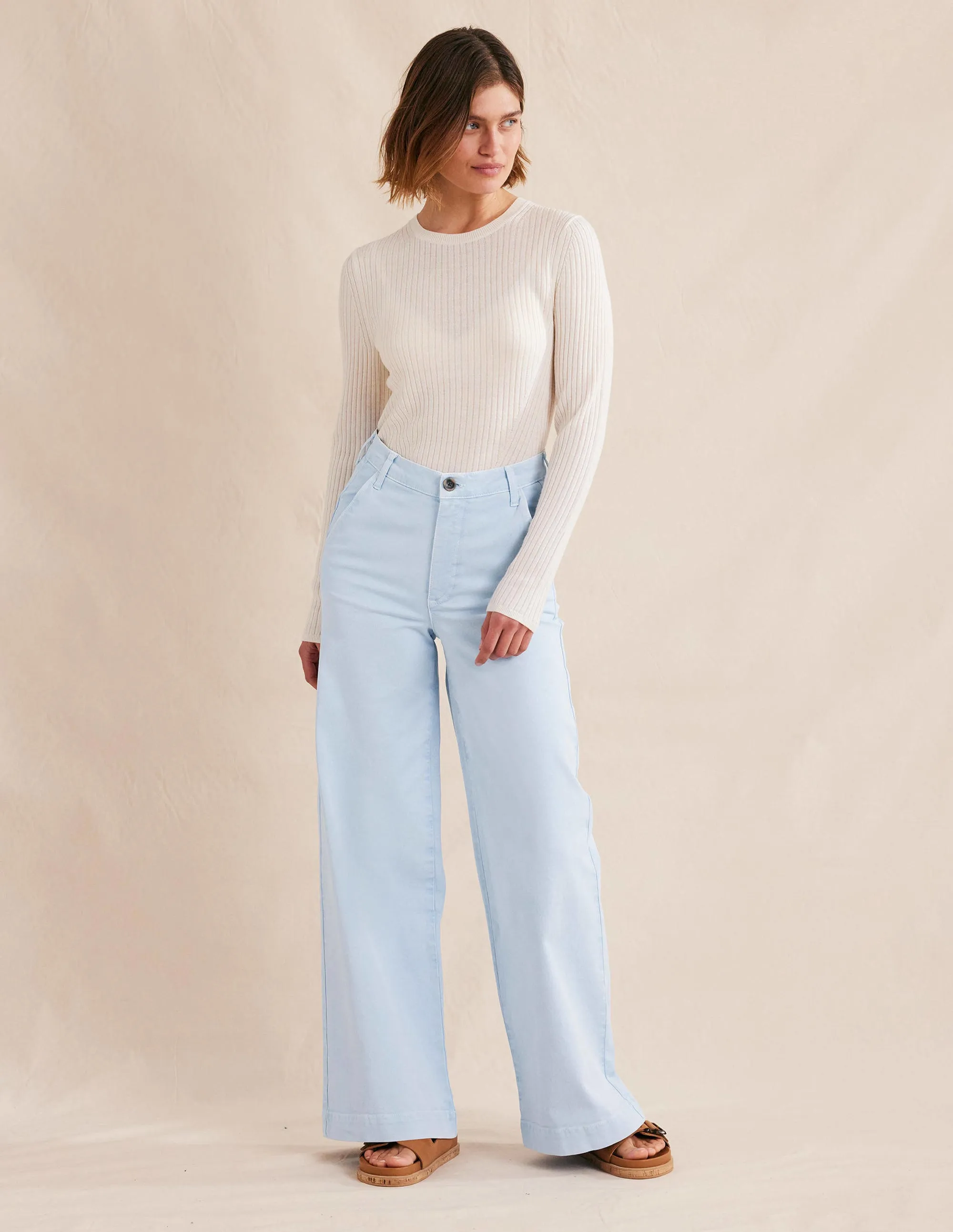 Casual Wide Leg Trousers-Xenon Blue