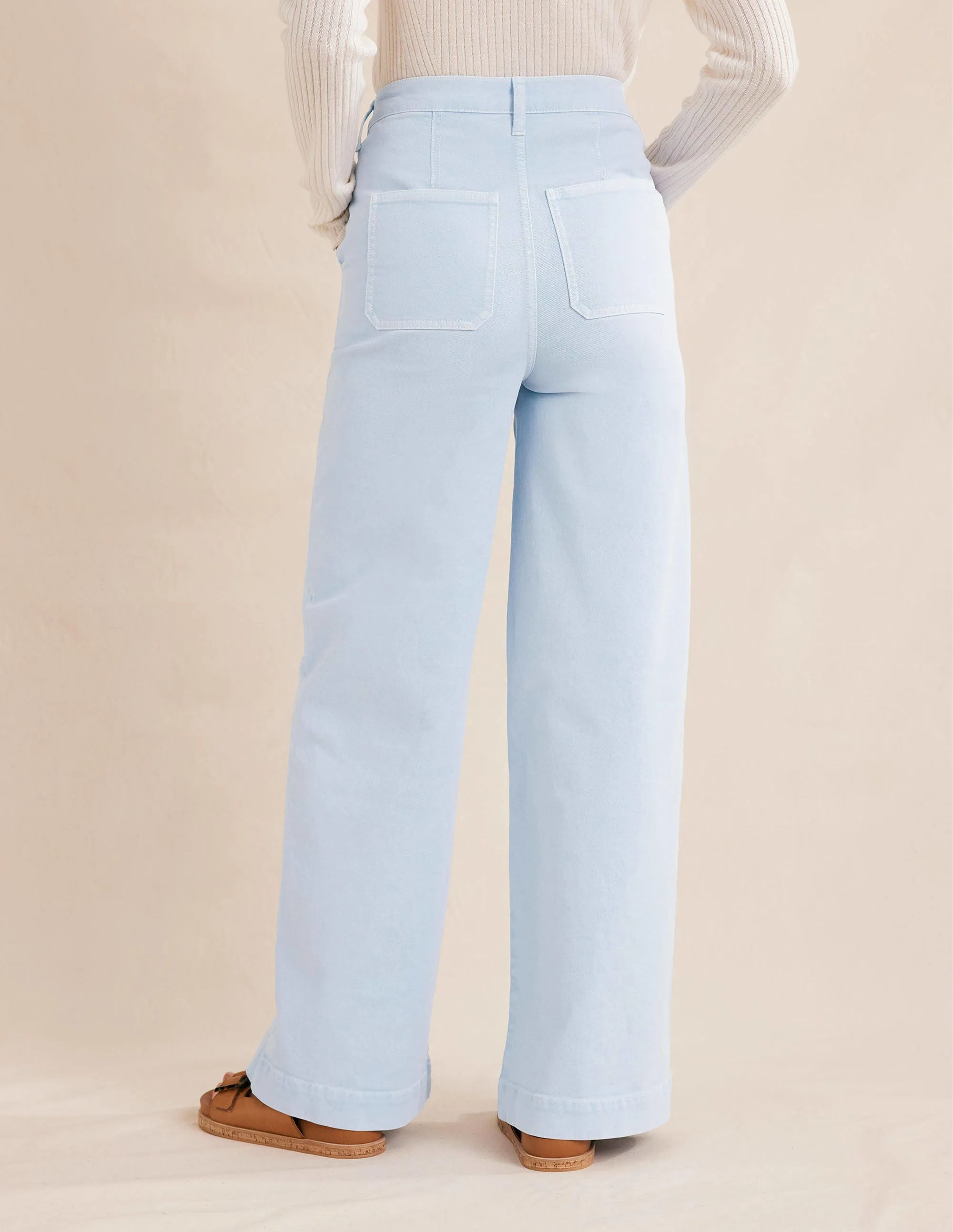 Casual Wide Leg Trousers-Xenon Blue