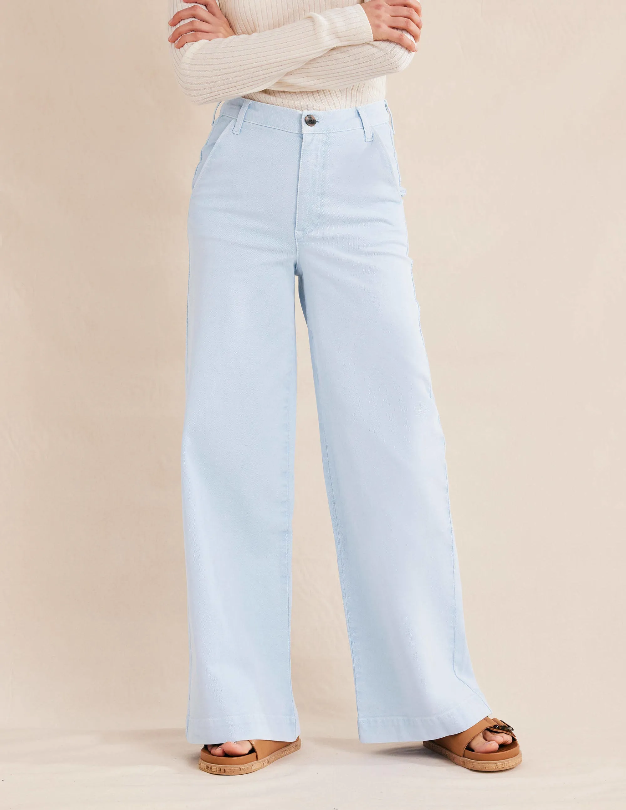 Casual Wide Leg Trousers-Xenon Blue