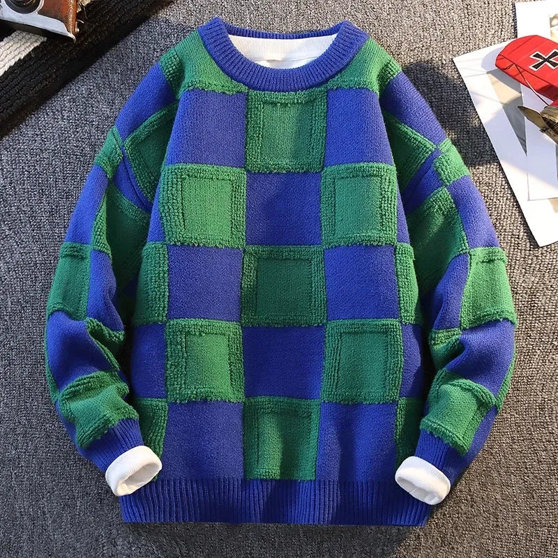 Checkered Pattern Pullover Sweater