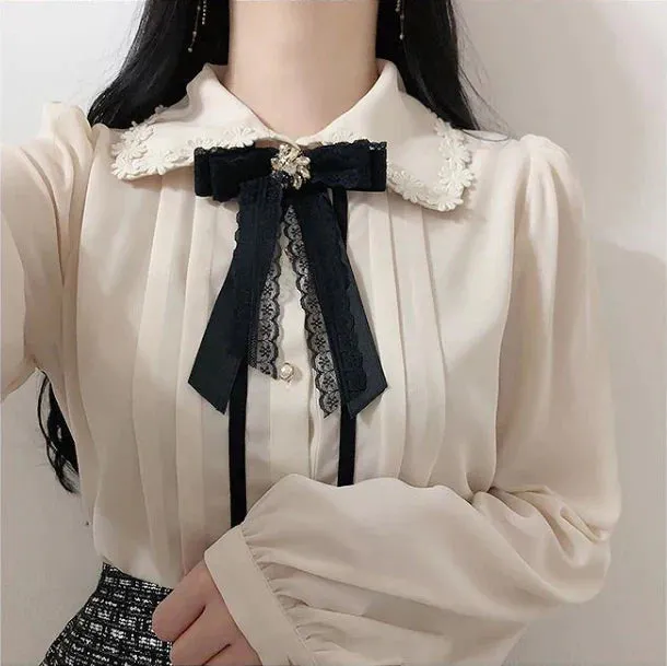 Chic Elegant Ribbon Button Up Shirt