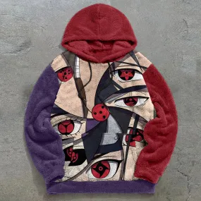 Contrast Naruto Casual Plush Hoodies