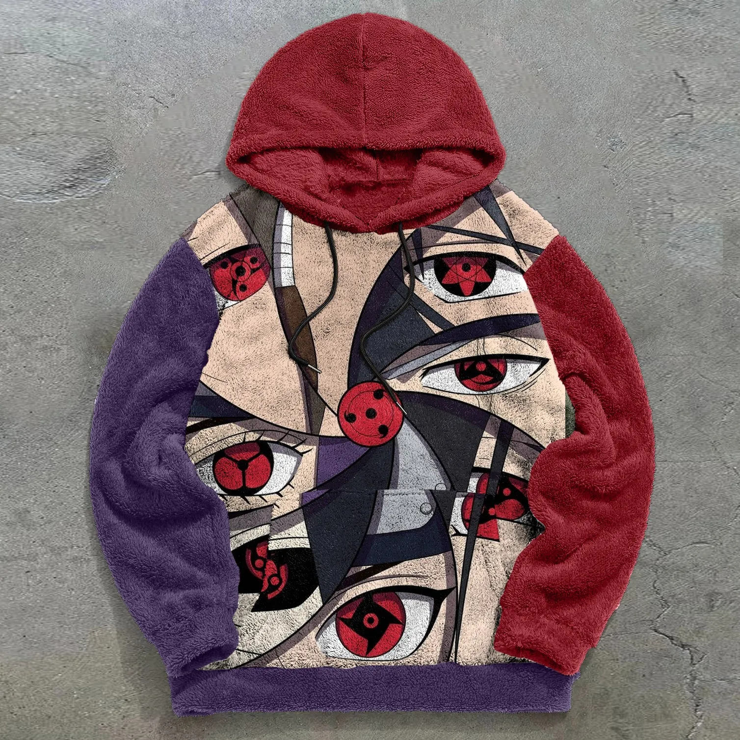 Contrast Naruto Casual Plush Hoodies