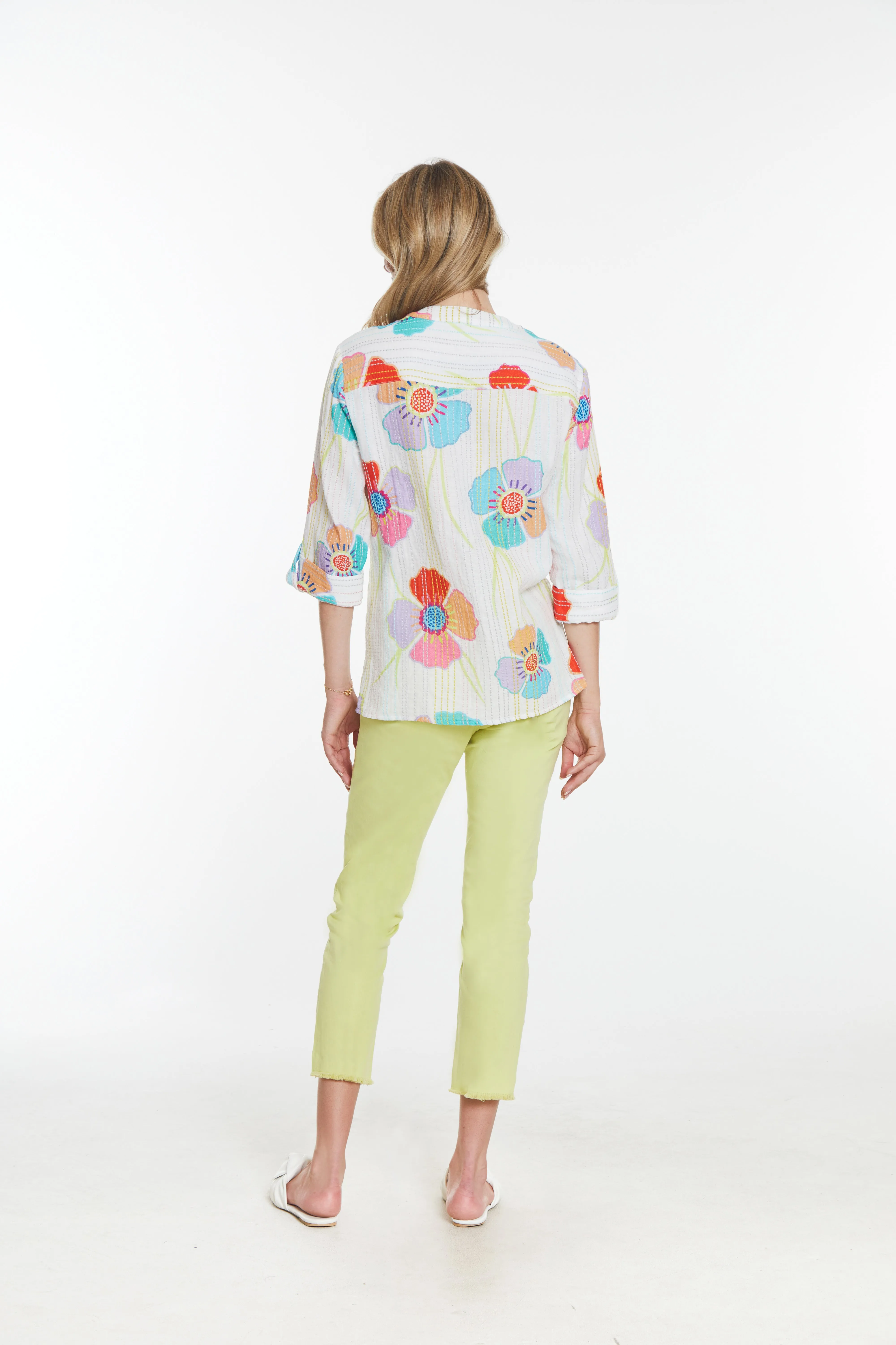 Crop Step Fray Hem Jean- Soft Lime