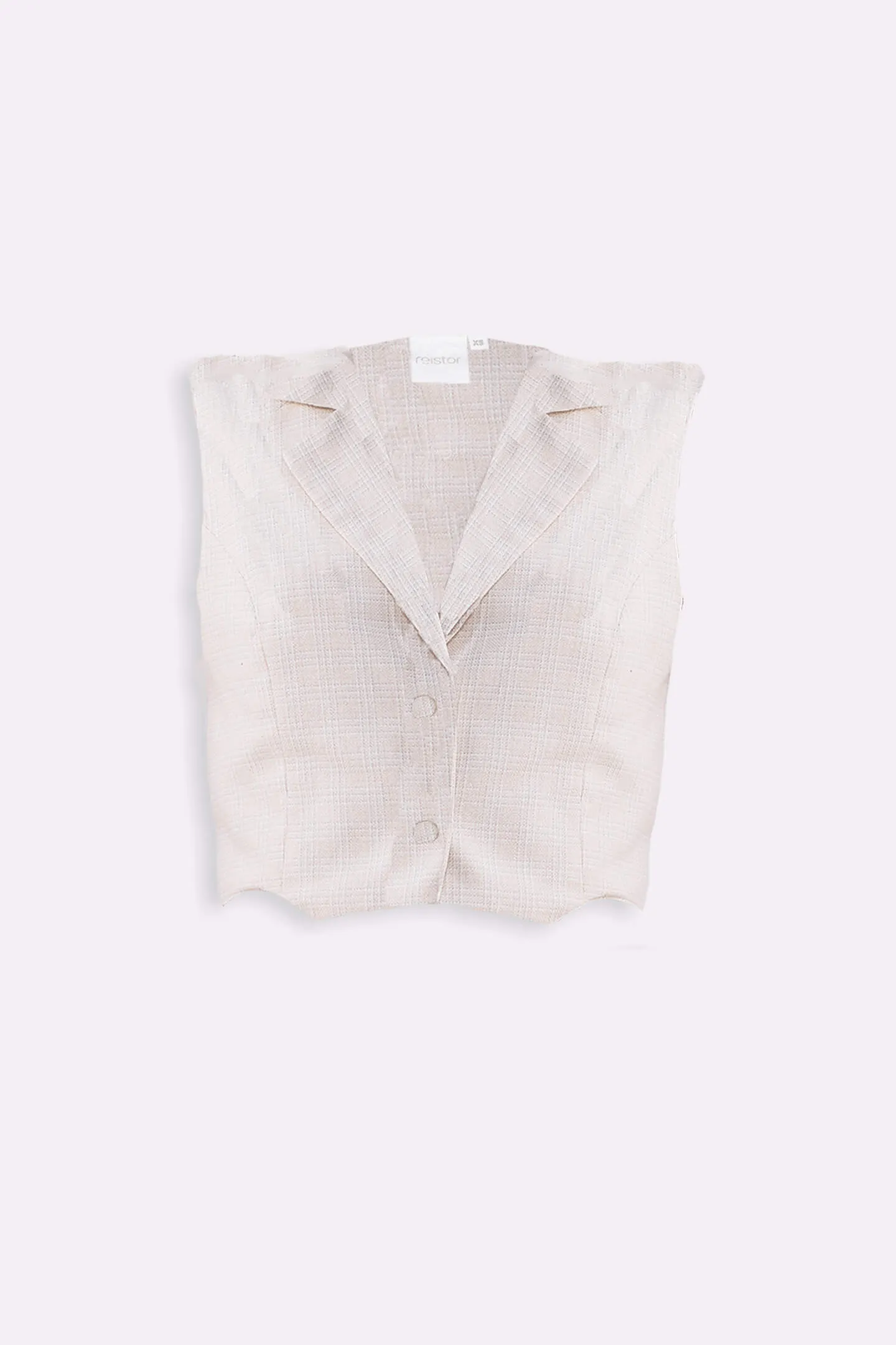 Cropped Cotton Tweed Vest in Cream