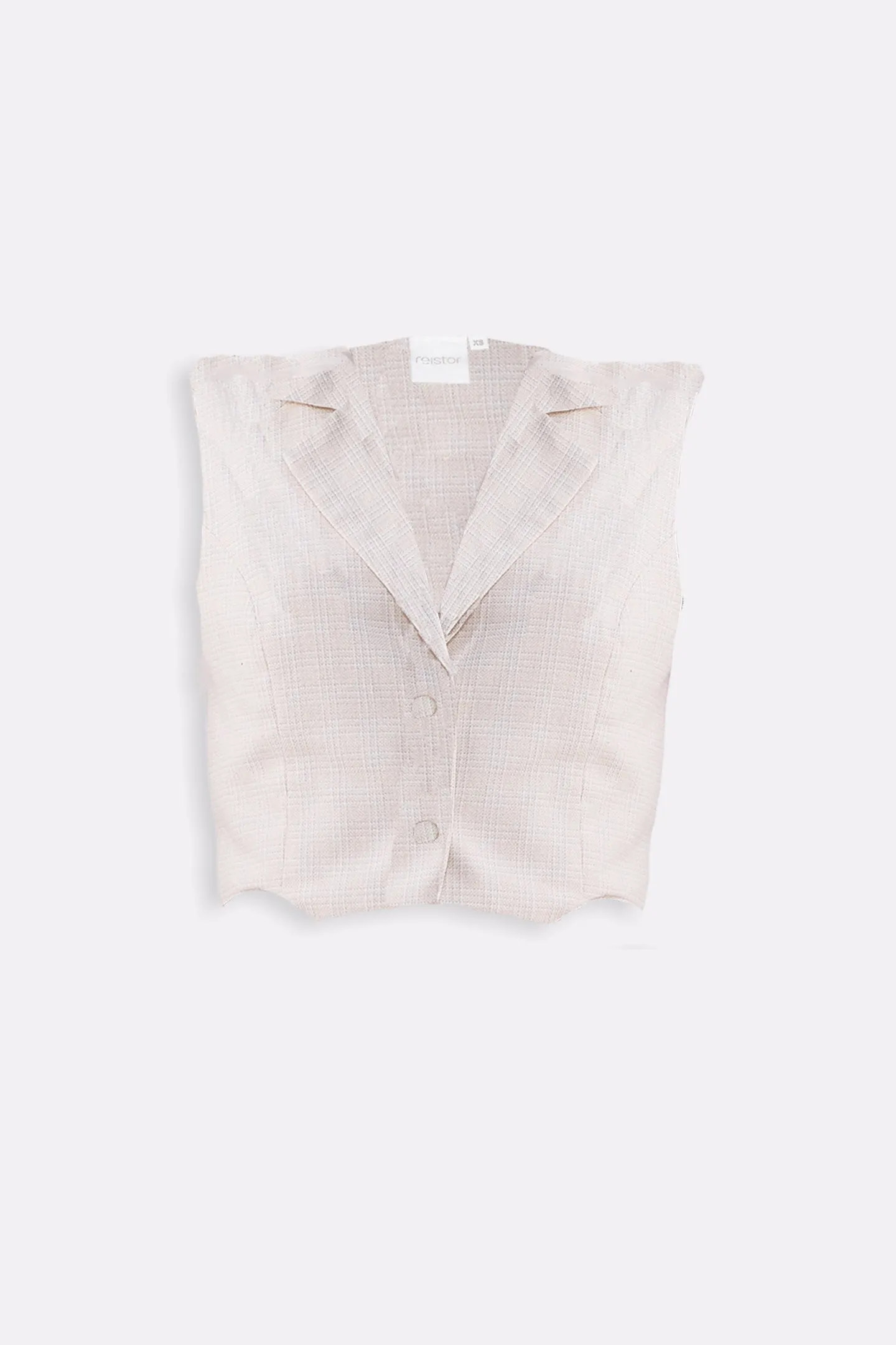 Cropped Cotton Tweed Vest Set in Cream