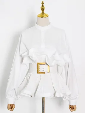 Elegant Ruffle Sashes Blouse