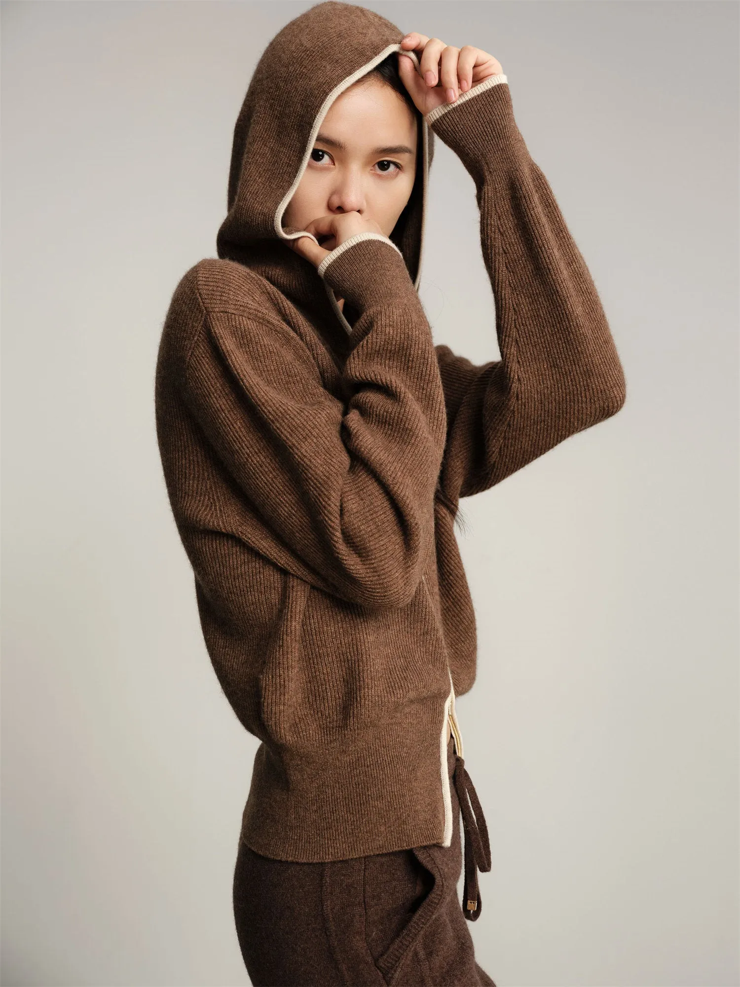 EP YAYING Hooded Knitted Wool Sweater