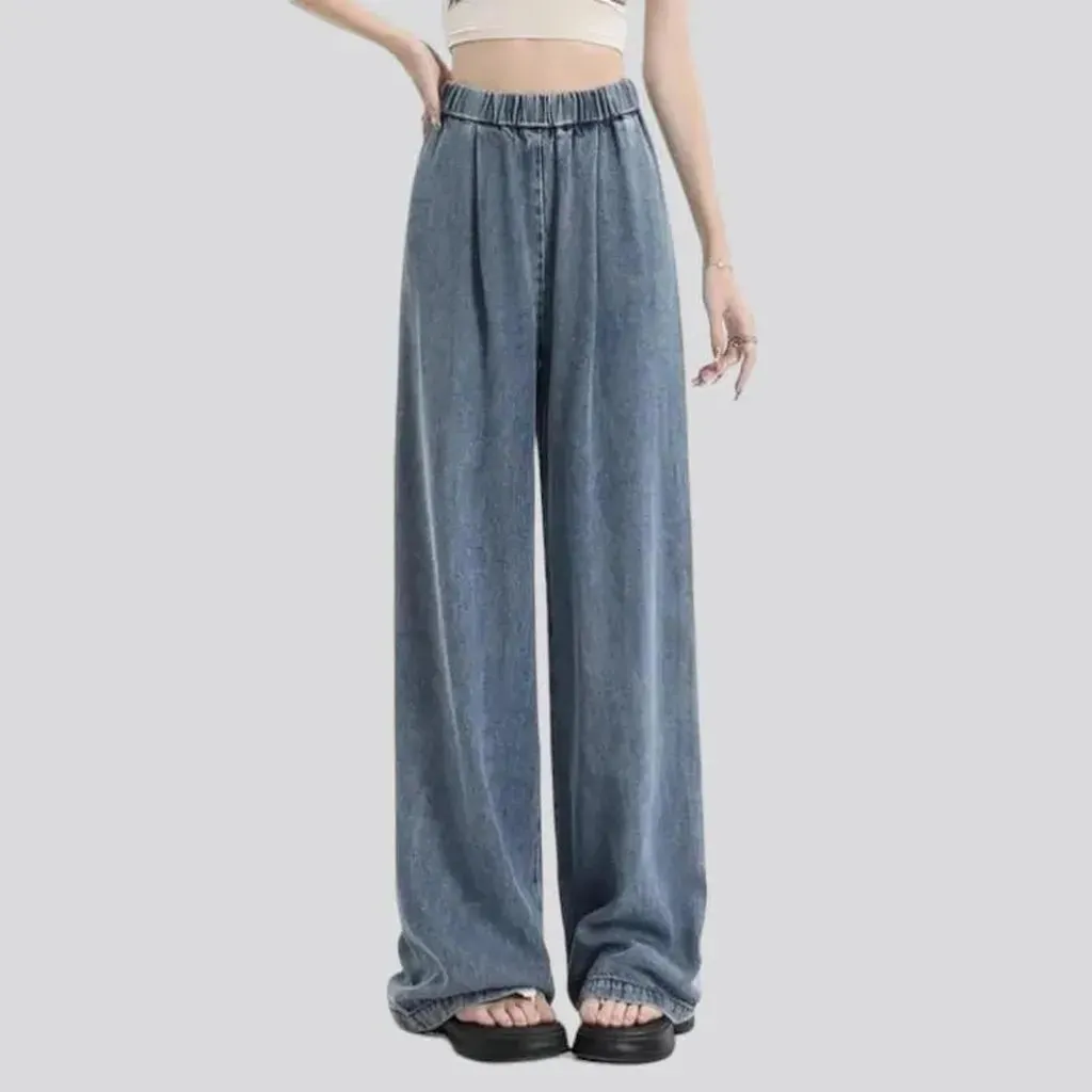 Floor-length women's soft jeans