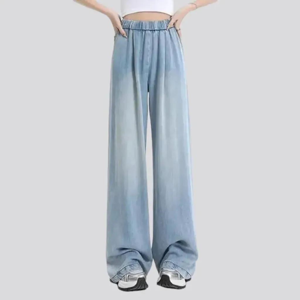 Floor-length women's soft jeans