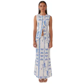 Floral Design Two Piece Vest And Pants Set