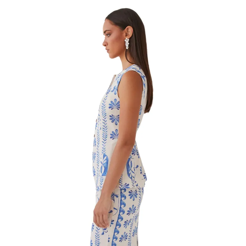 Floral Design Two Piece Vest And Pants Set