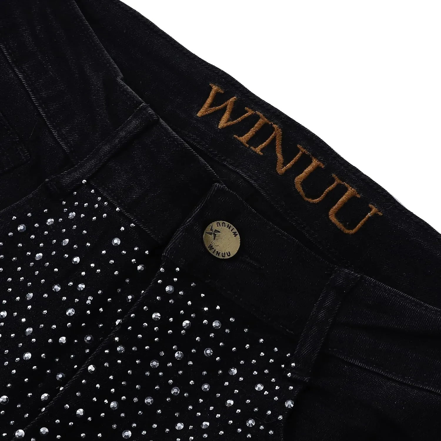 Full Rhinestone Mid Waist Ripped Skinny Jeans Ladies Curve Waist Hot Drill Pants Slim Soft Stretch Jeans