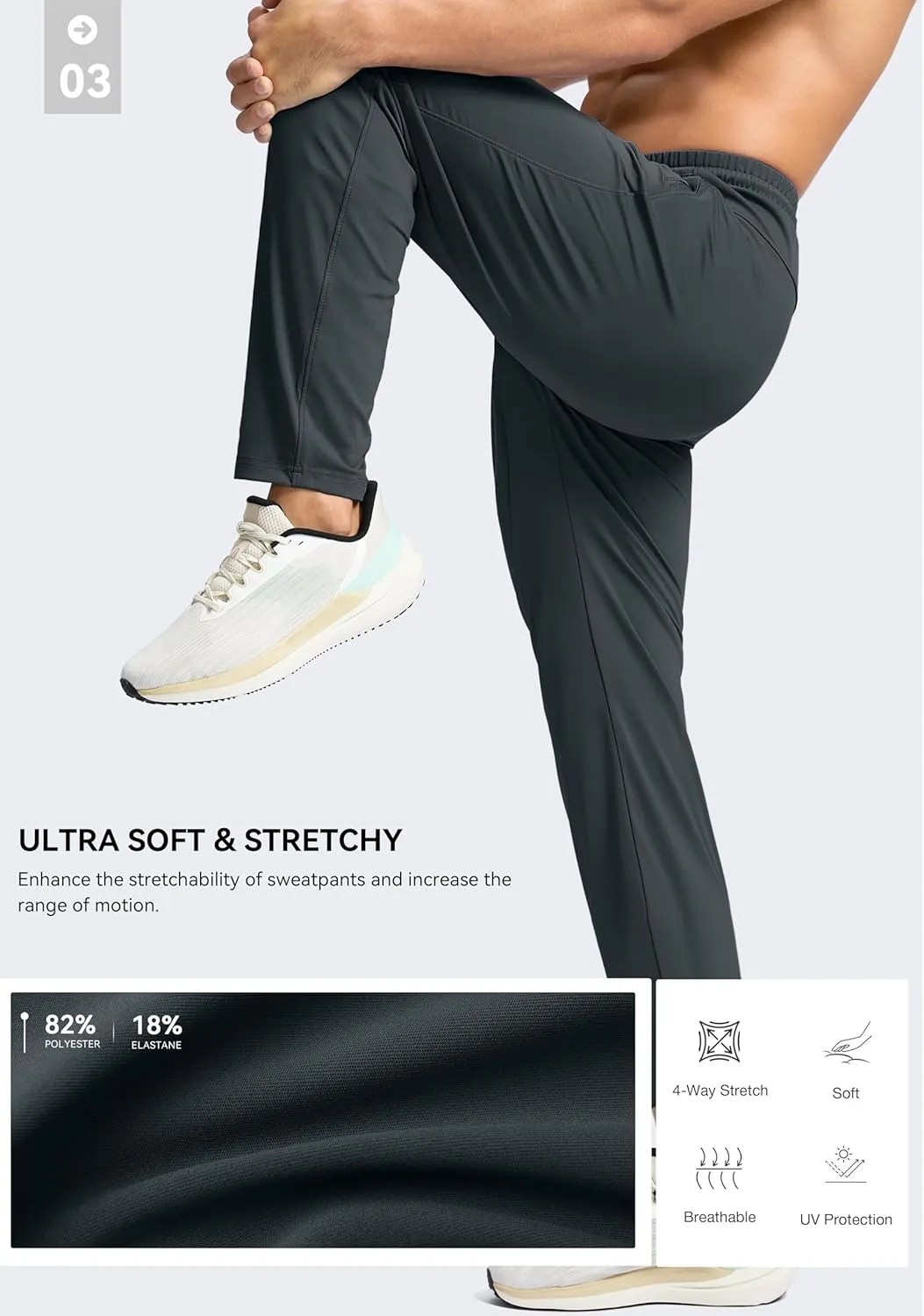 G Gradual Men's 30"/32"/34"/36" Inseam Tall Sweatpants with Zipper Pockets Stretch Long Joggers Athletic Workout Pants Men