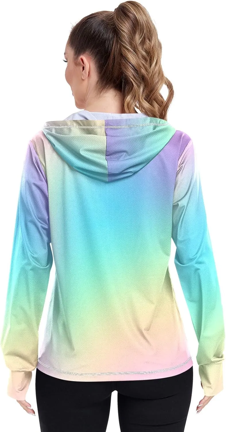 GAIGEO Purple Red Yellow Glitter Women Jacket Breathable Sunscreen Clothing for Women UPF 50 , with Zip Pockets, S