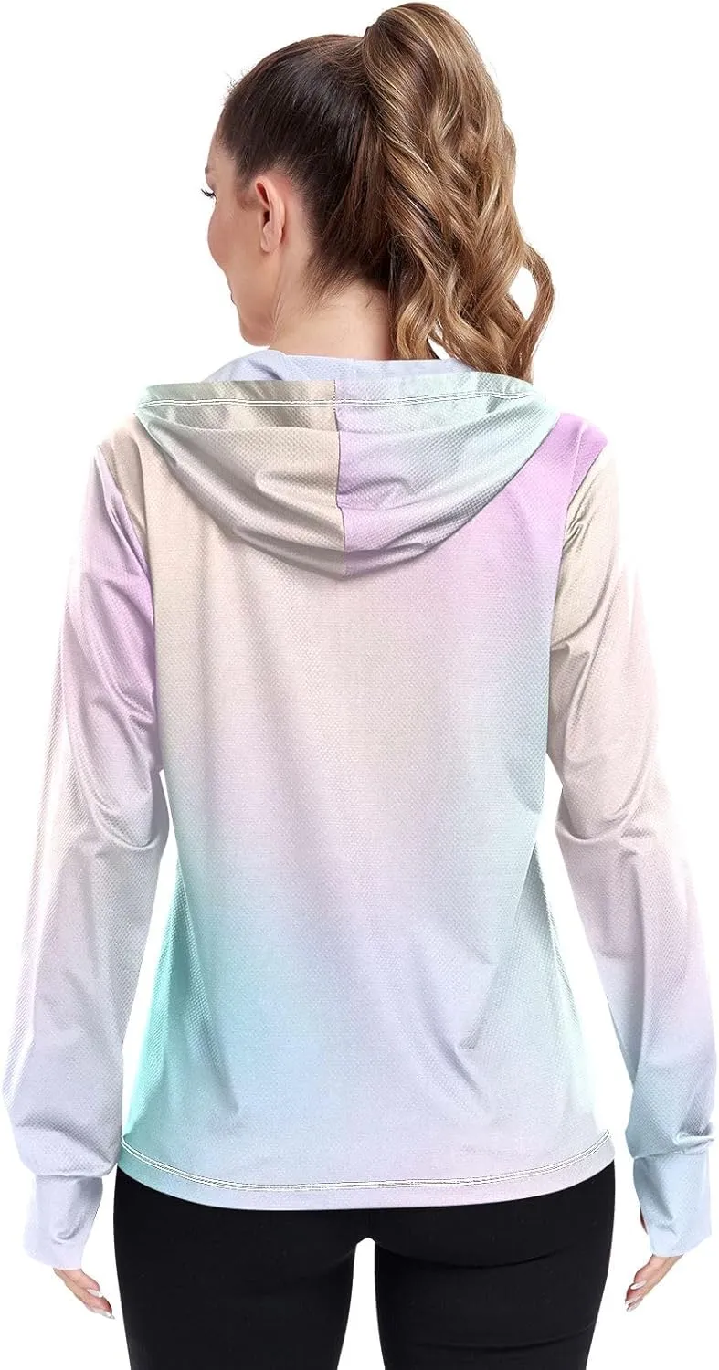 GAIGEO Purple Red Yellow Glitter Women Jacket Breathable Sunscreen Clothing for Women UPF 50 , with Zip Pockets, S