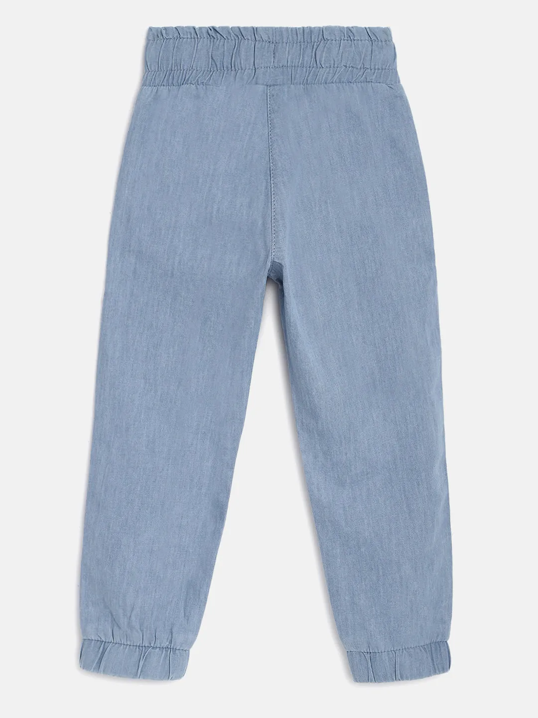 Girls Light Blue Cotton Joggers