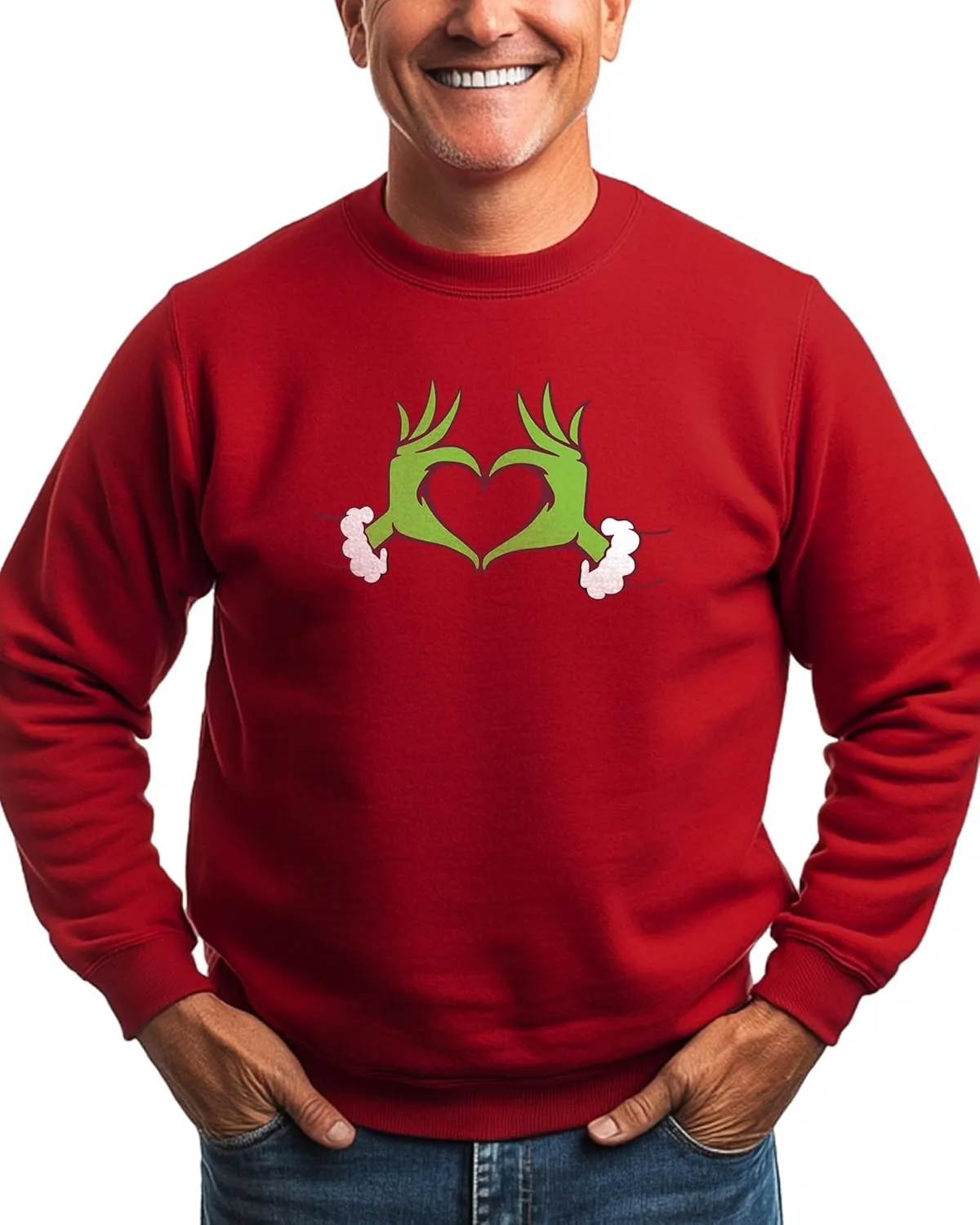 Heart Hands Vacation Sweatshirt | Holiday Crewneck Graphic Sweatshirt | Perfect for Travel, Casual Wear (Red)