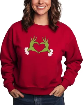 Heart Hands Vacation Sweatshirt | Holiday Crewneck Graphic Sweatshirt | Perfect for Travel, Casual Wear (Red)