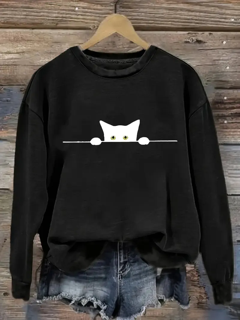 Ivyshape | Casual Cat Sweatshirt