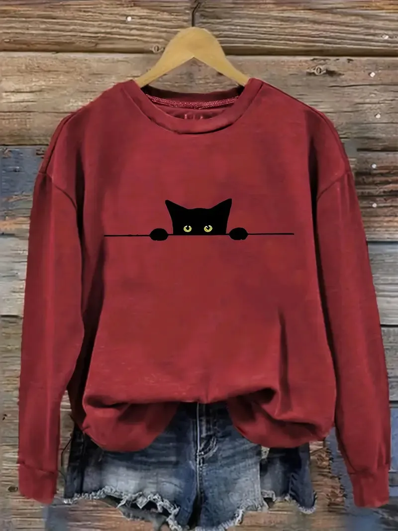 Ivyshape | Casual Cat Sweatshirt