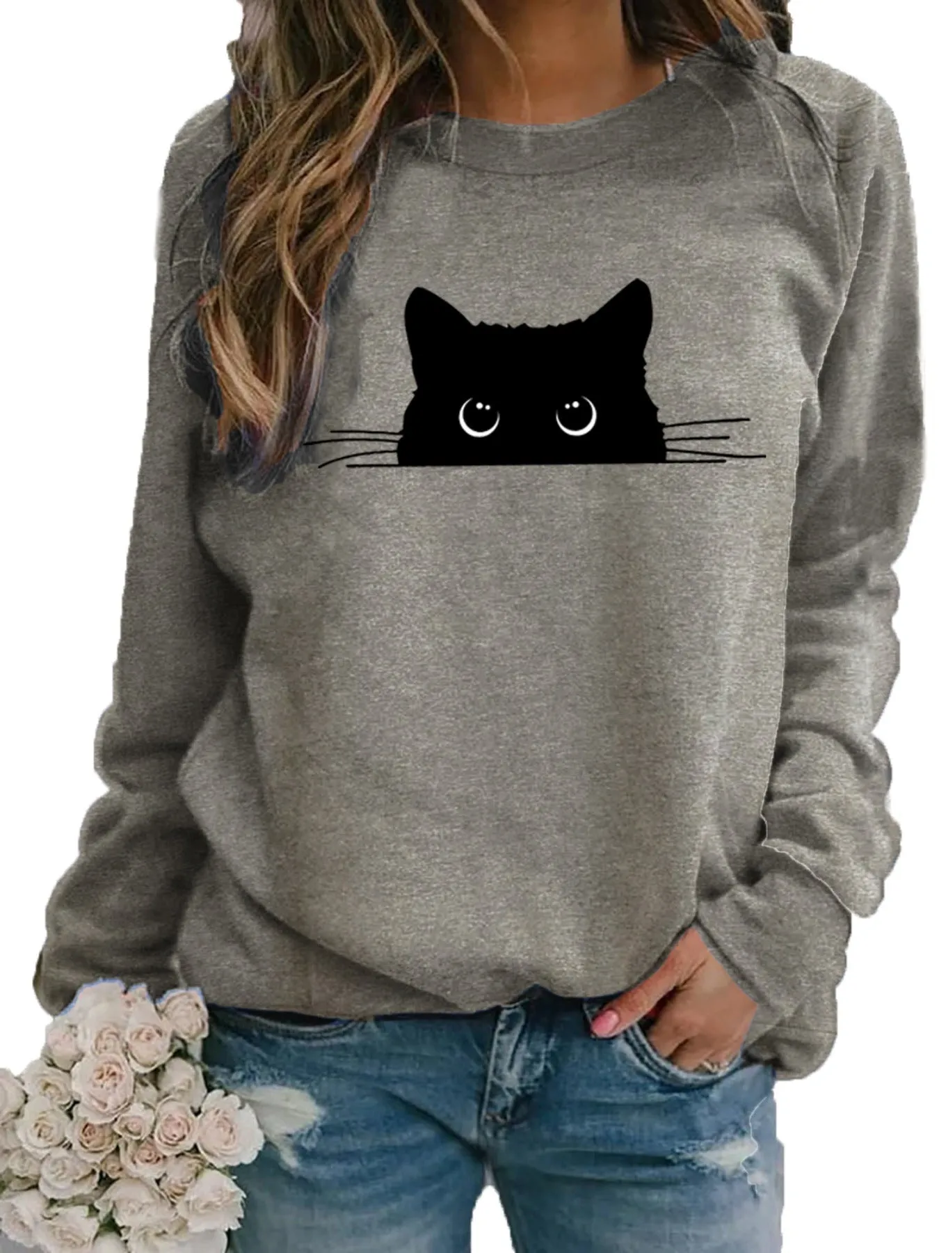 Ivyshape | Casual Cat Sweatshirt