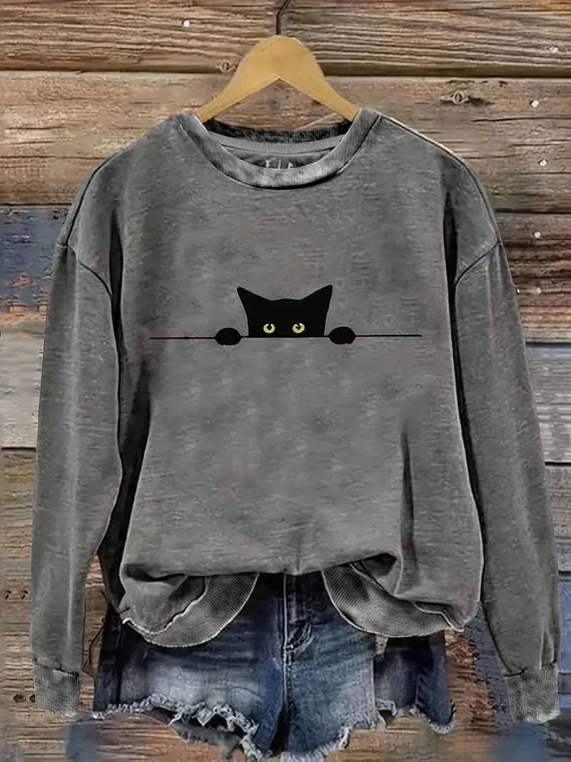 Ivyshape | Casual Cat Sweatshirt