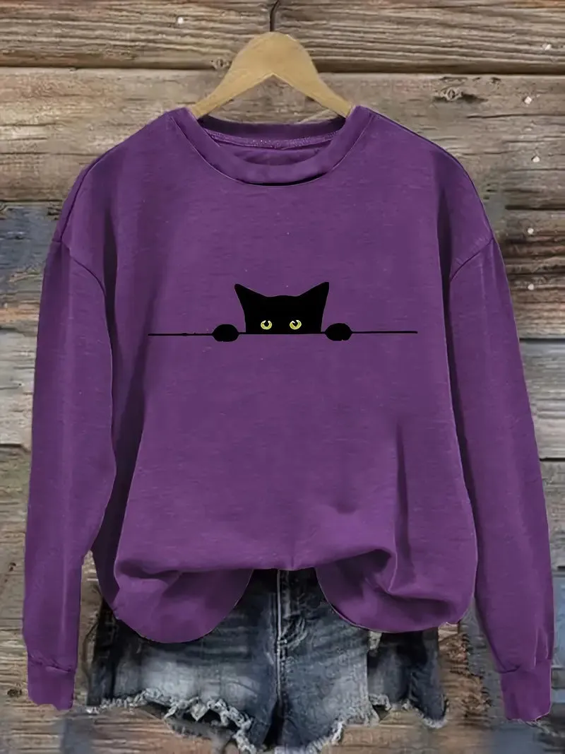Ivyshape | Casual Cat Sweatshirt