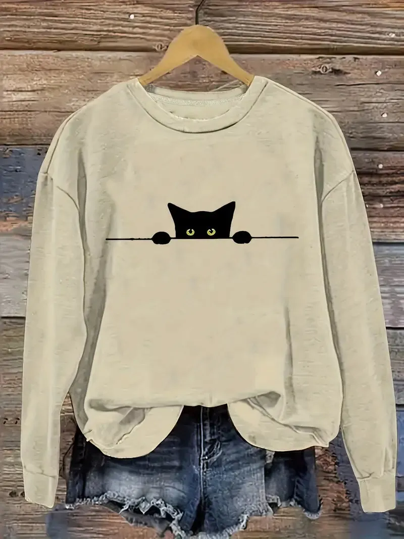 Ivyshape | Casual Cat Sweatshirt