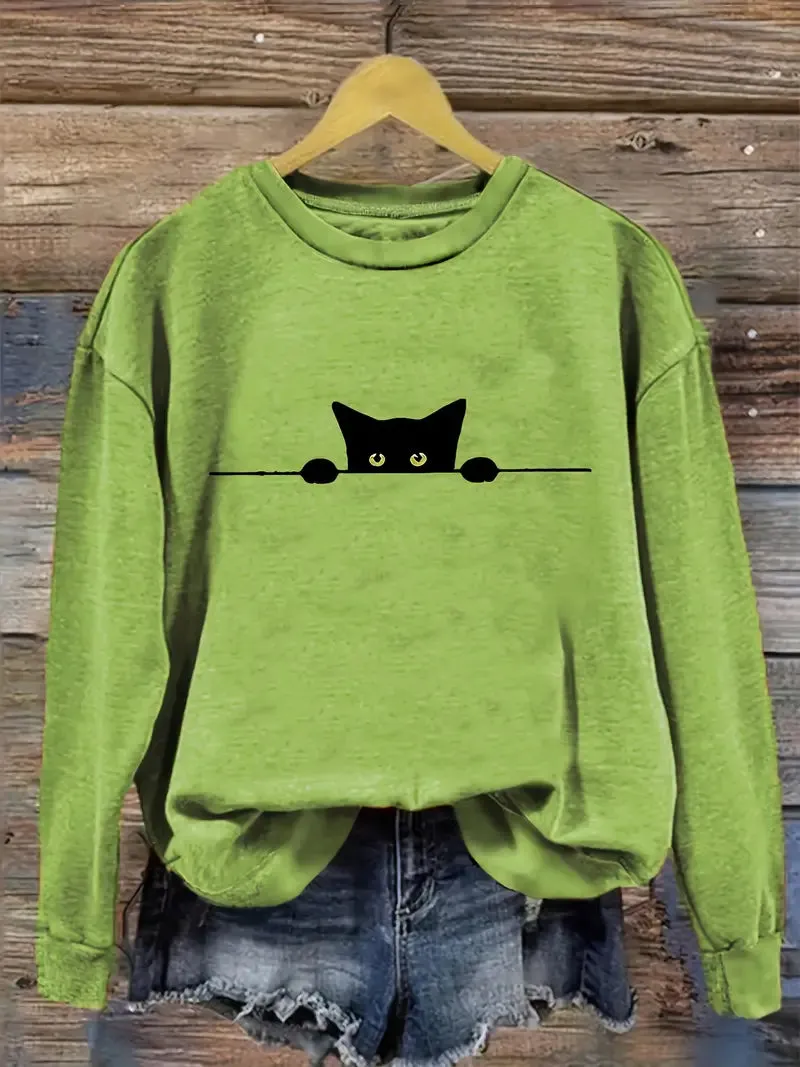 Ivyshape | Casual Cat Sweatshirt