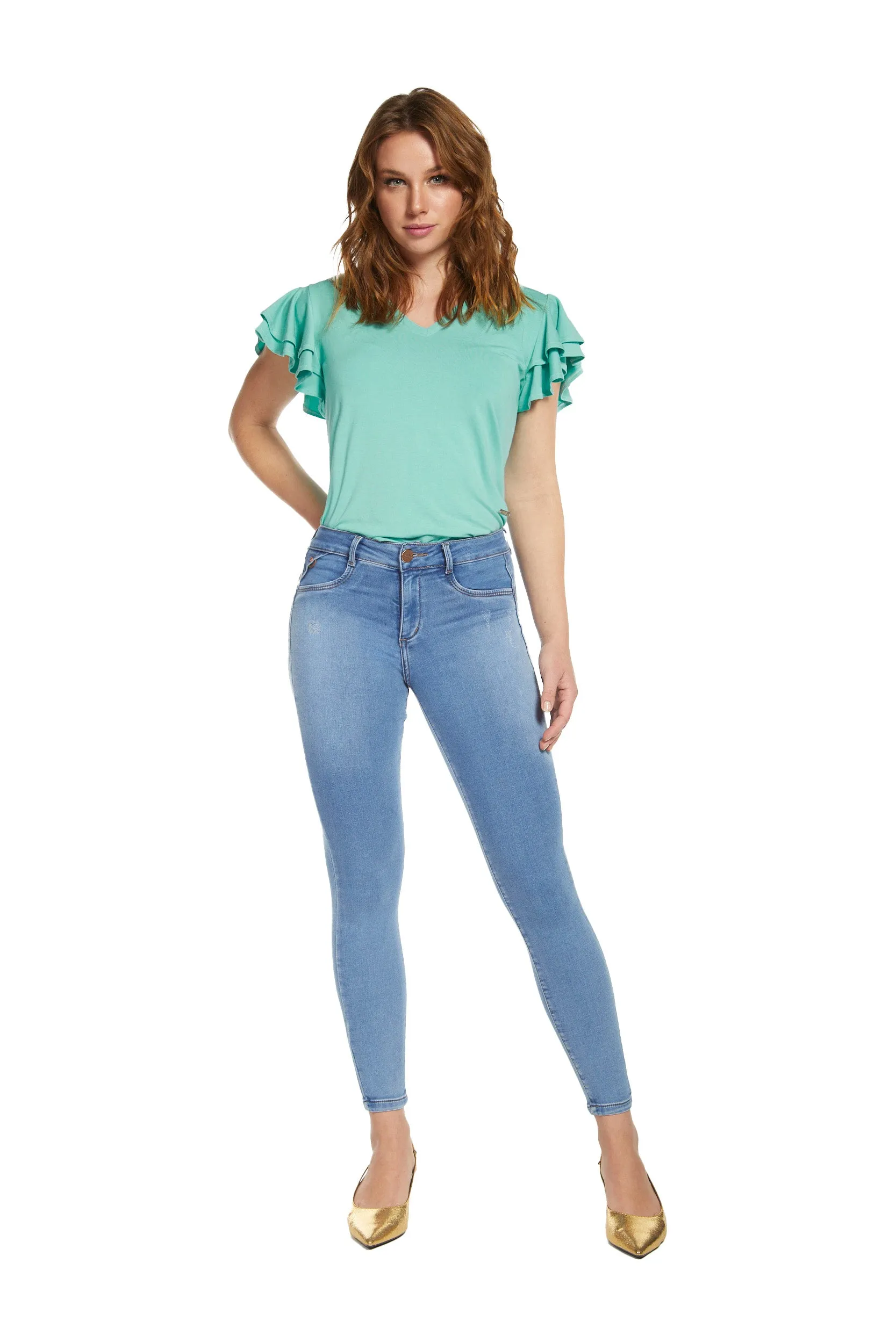 Jeans Tiro Medio Pitillo  4025