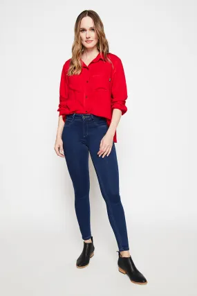 Jeans Tiro Medio Pitillo   4237