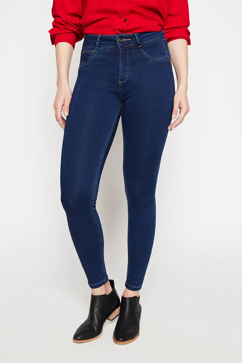 Jeans Tiro Medio Pitillo   4237