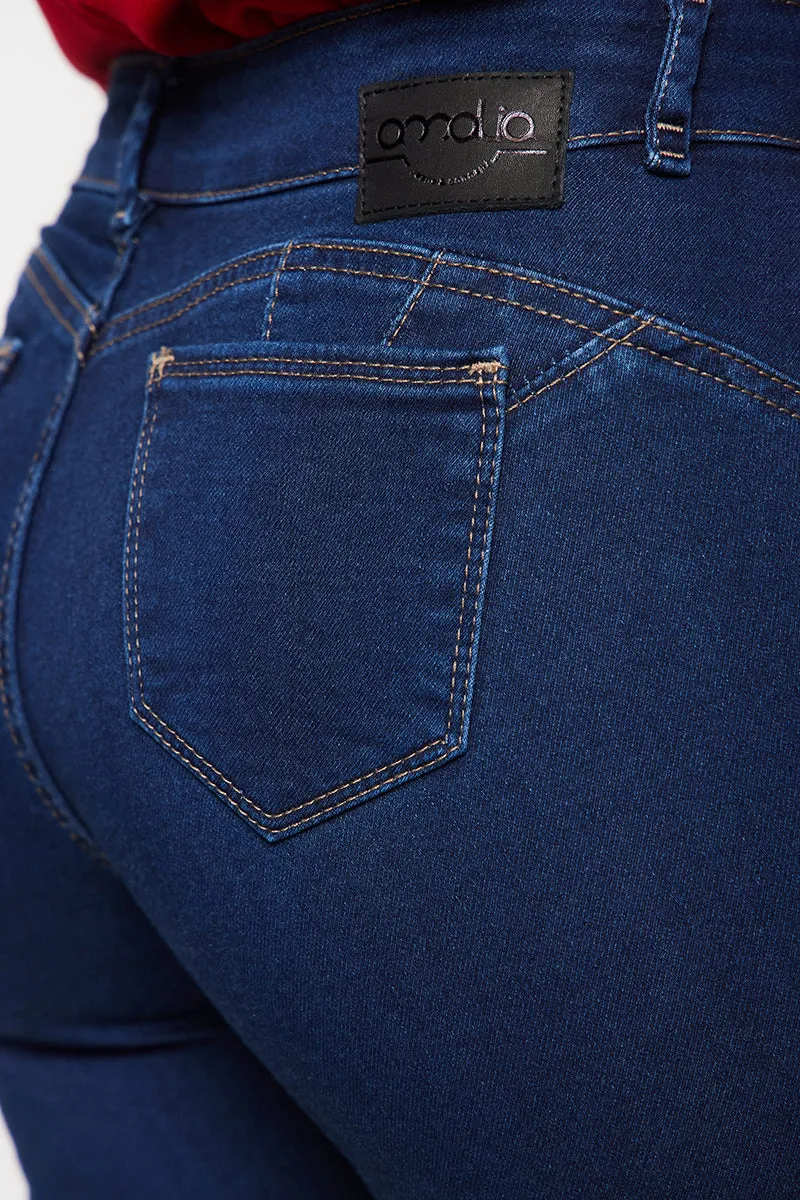 Jeans Tiro Medio Pitillo   4237