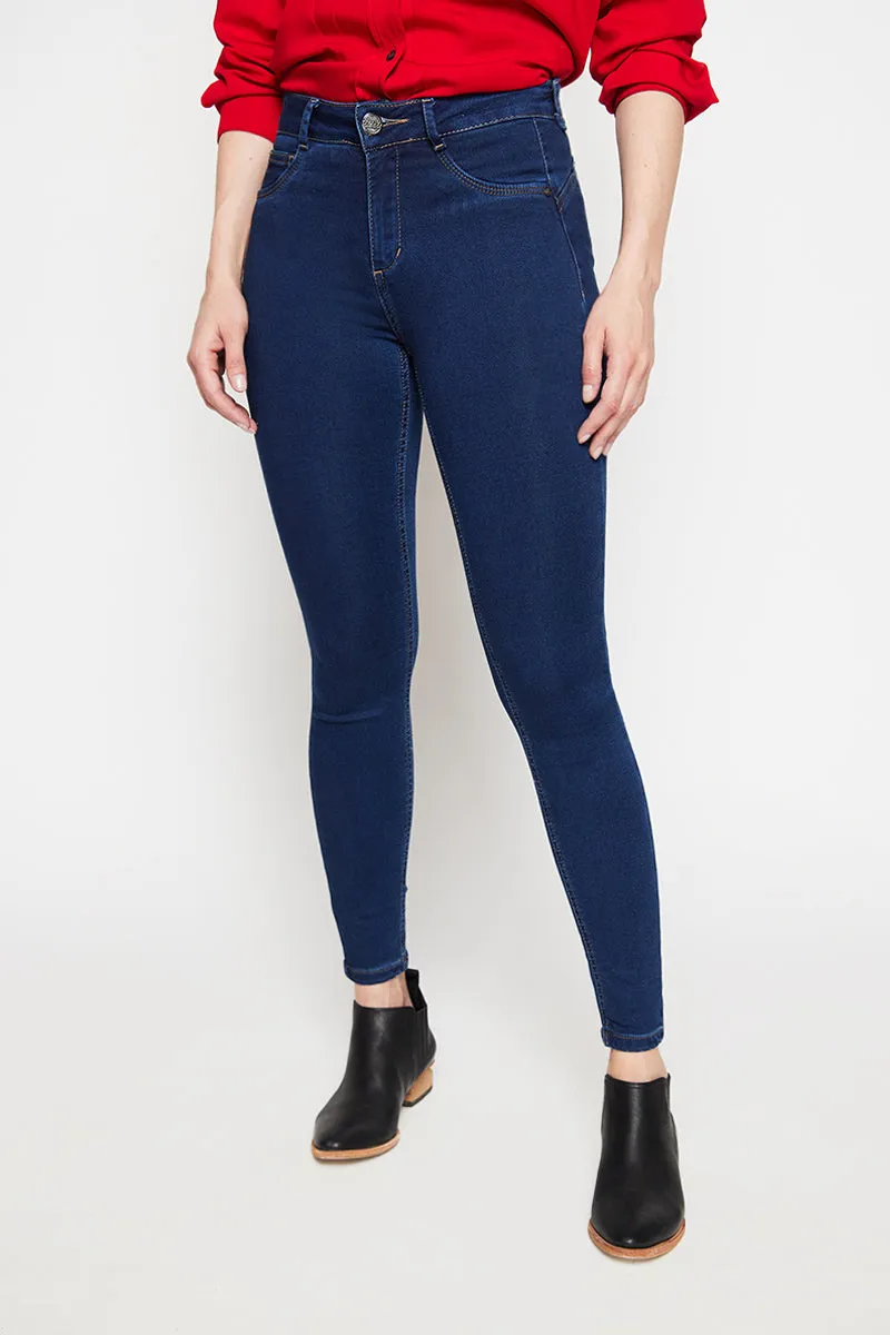 Jeans Tiro Medio Pitillo   4237